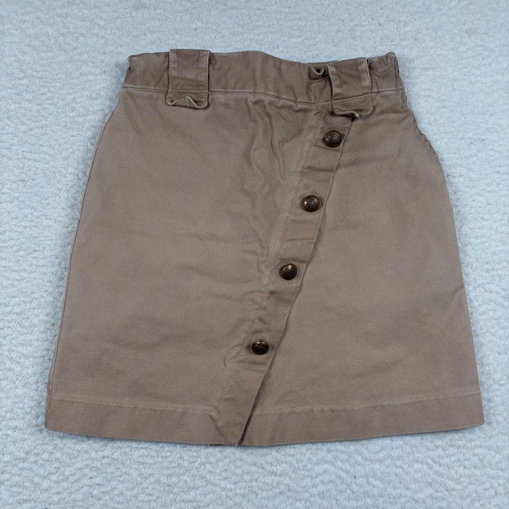 Dondup Kids Skirt Girls Asymmetrical Button Front Twill M-152 Tan Preppy School